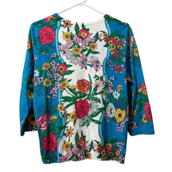 Talbots Women Charming Floral Button Down Cardigan Sweater Size Lp Floral Office - Picture 2 of 12